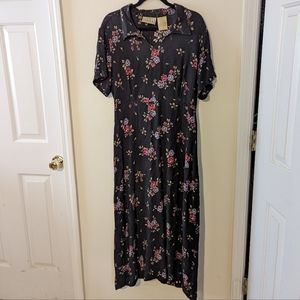 Vintage Black Floral Dress -- Erika
